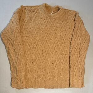 Free People 'Isla' Cable-Knit Pullover Tunic Sweater, Camel Women's Size Small